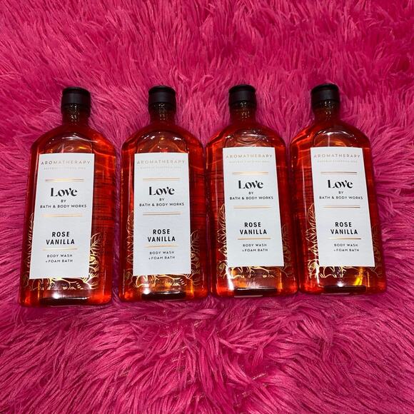 Bath & Body Works Aromatherapy LOVE Rose Vanilla Body Wash Foam‎ Bath 10 oz 4x - Picture 1 of 1